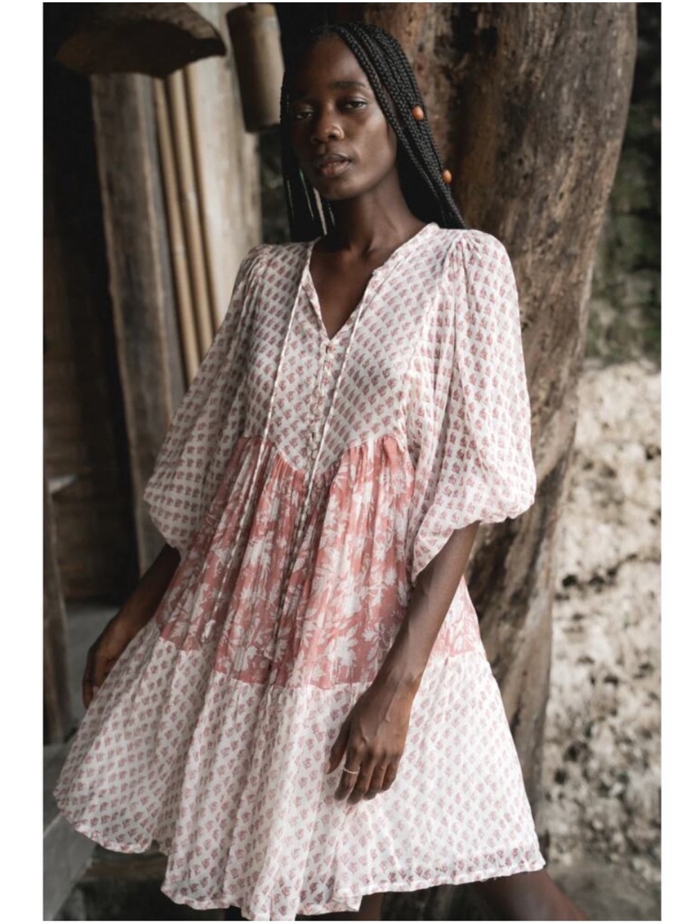 Daughters of India Nora Mini Dress Cotton Voile Women’s M *Read